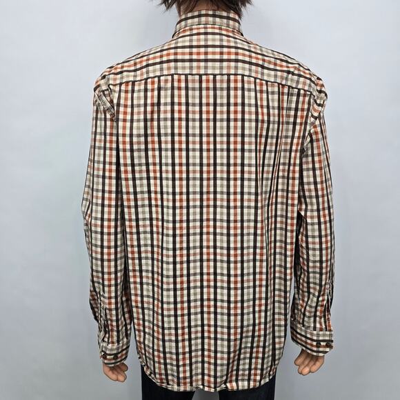 Johnston & Murphy Shirt Men XXL 2XL Brown Multicolor Checked Button down L/S - Picture 8 of 12